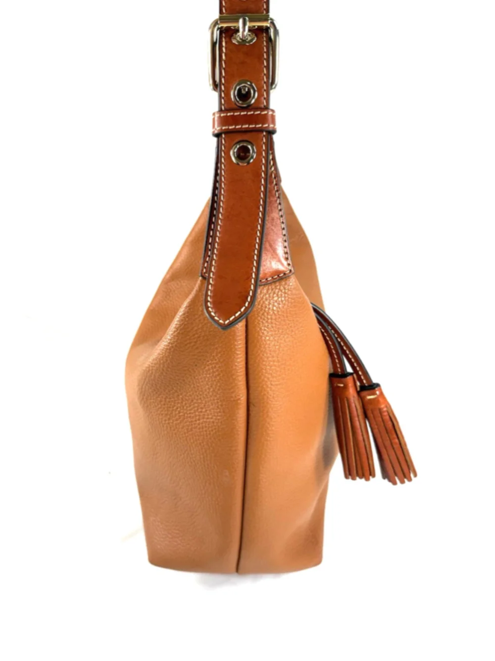 Dooney & Bourke Wexford Hobo Shoulder Bag Large Tan Pebbled Leather & Camel Brwn